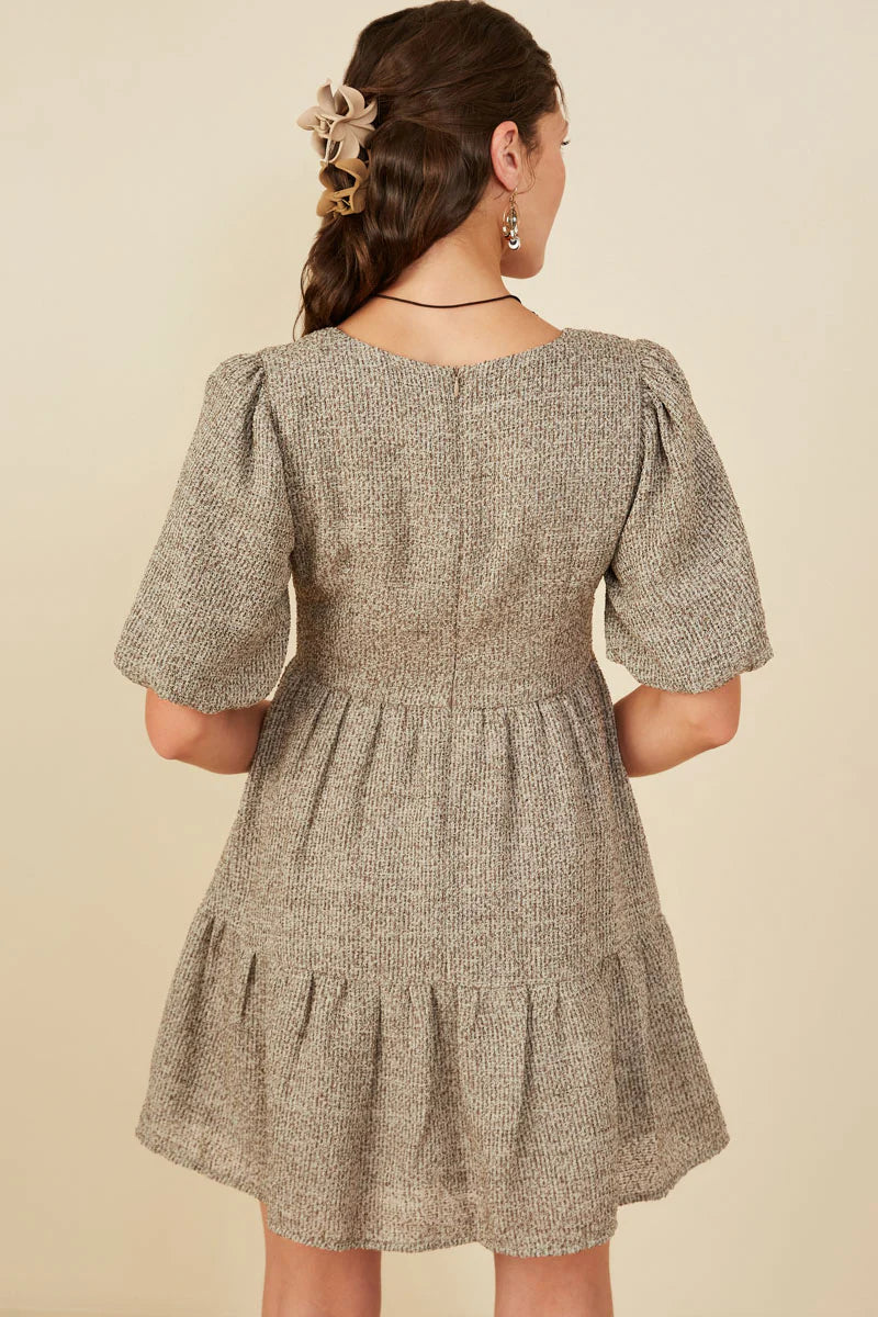 Bubble Slv Dress Square Neck Plus Size