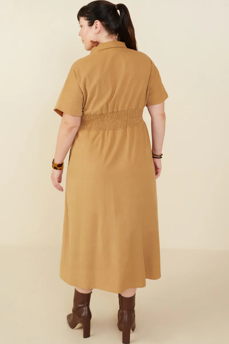 Button Up Corduroy Dress Plus Size