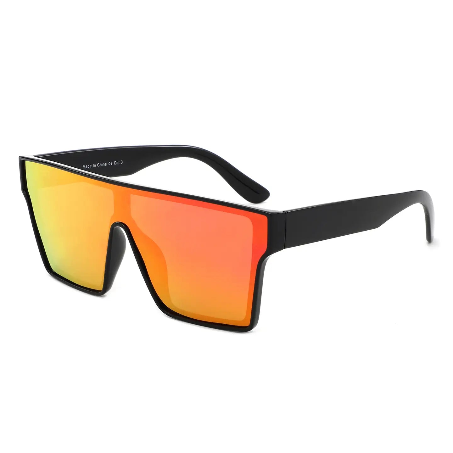 Square Oversize Mirror Lens Flat Top Visor Shield Sunglasses