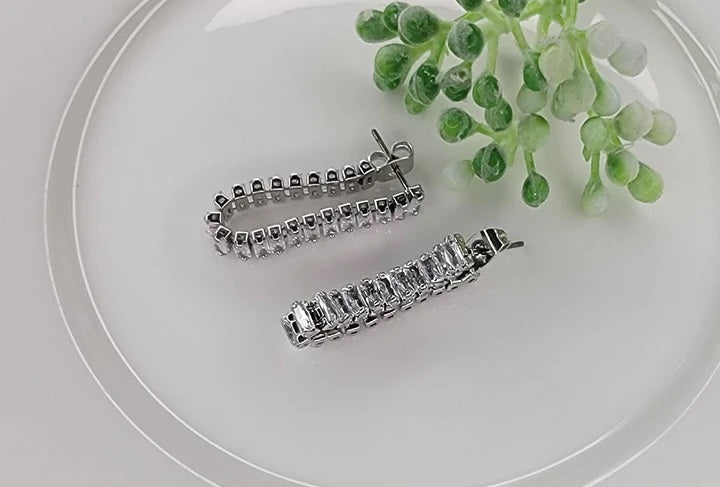Baguette Wrap Around Silver Clear Cz