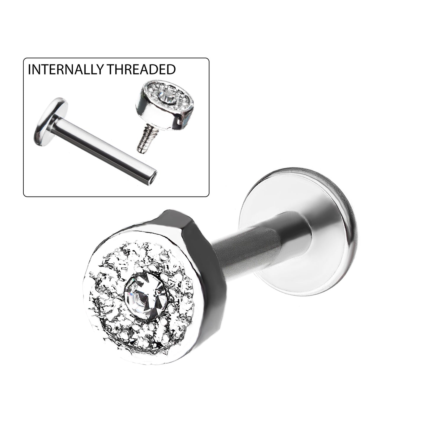 Internal Thread Round Jewel Labret