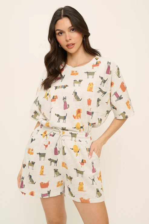 Colorful Cartoon Dogs Relaxed Fit T Shirt