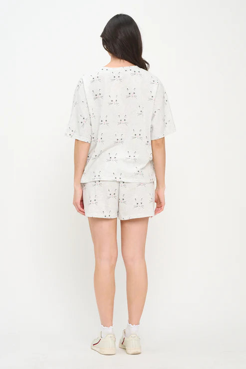 Cat Faces Print Relaxed Fit Tshirt