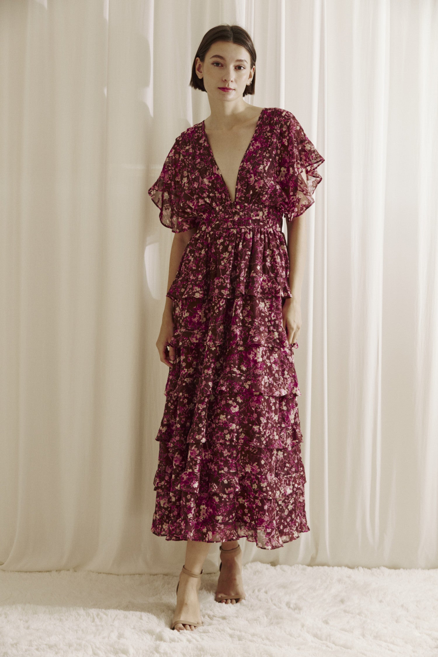 Ditsy Floral Print Midi Dress