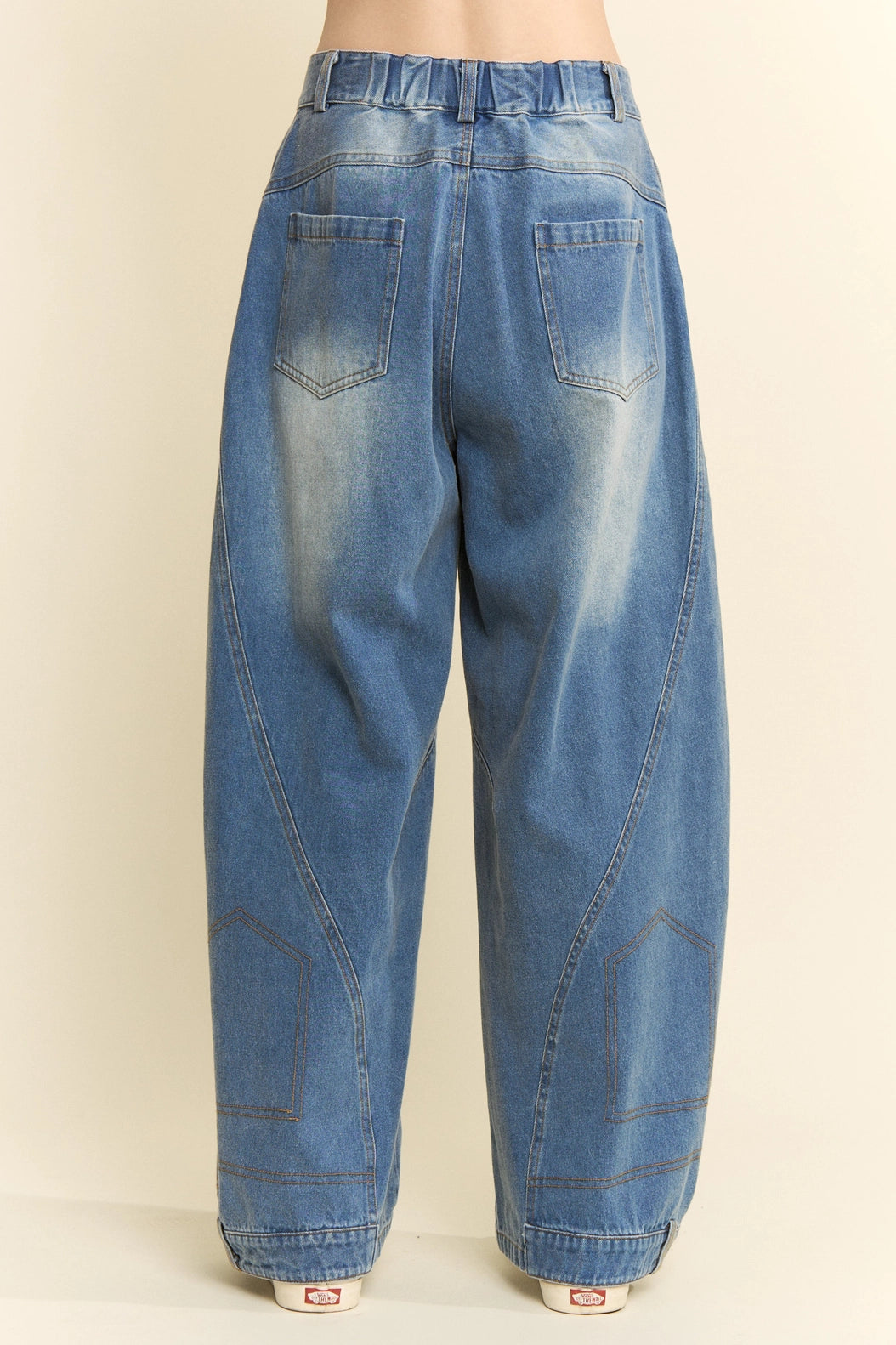 Wide Leg Panel Seam Denim Jeans Plus Size