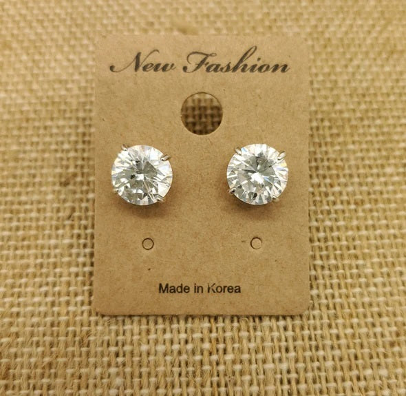 4 Prong Stud Silver W/ Clear Cz