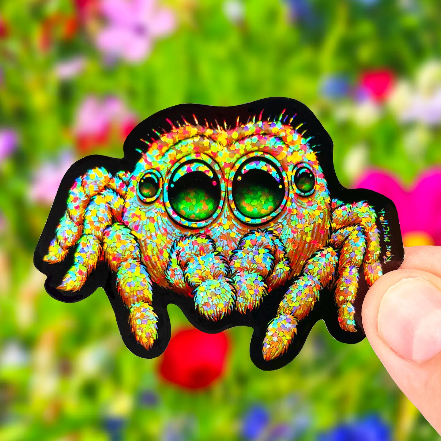 Jumping Spider Glitter Sticker