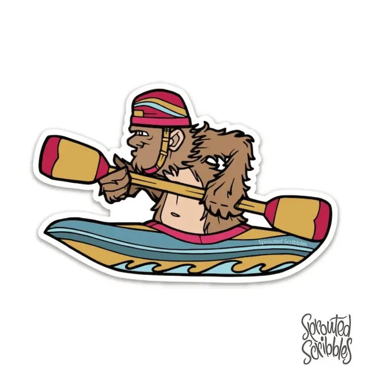 Kayaking Bigfoot Sticker