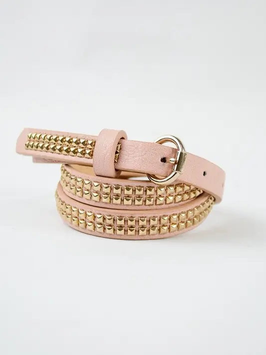 Double Row Stud Skinny Belt