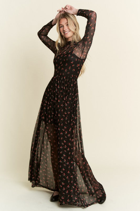 Black Cherry Print Maxi Dress – Culture Craze