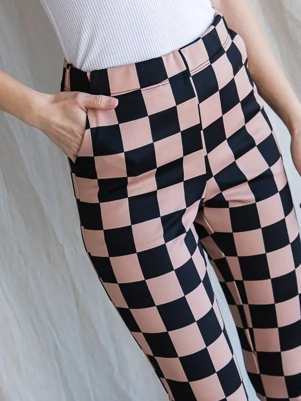 Mocha and Black Checkered Plus Pants