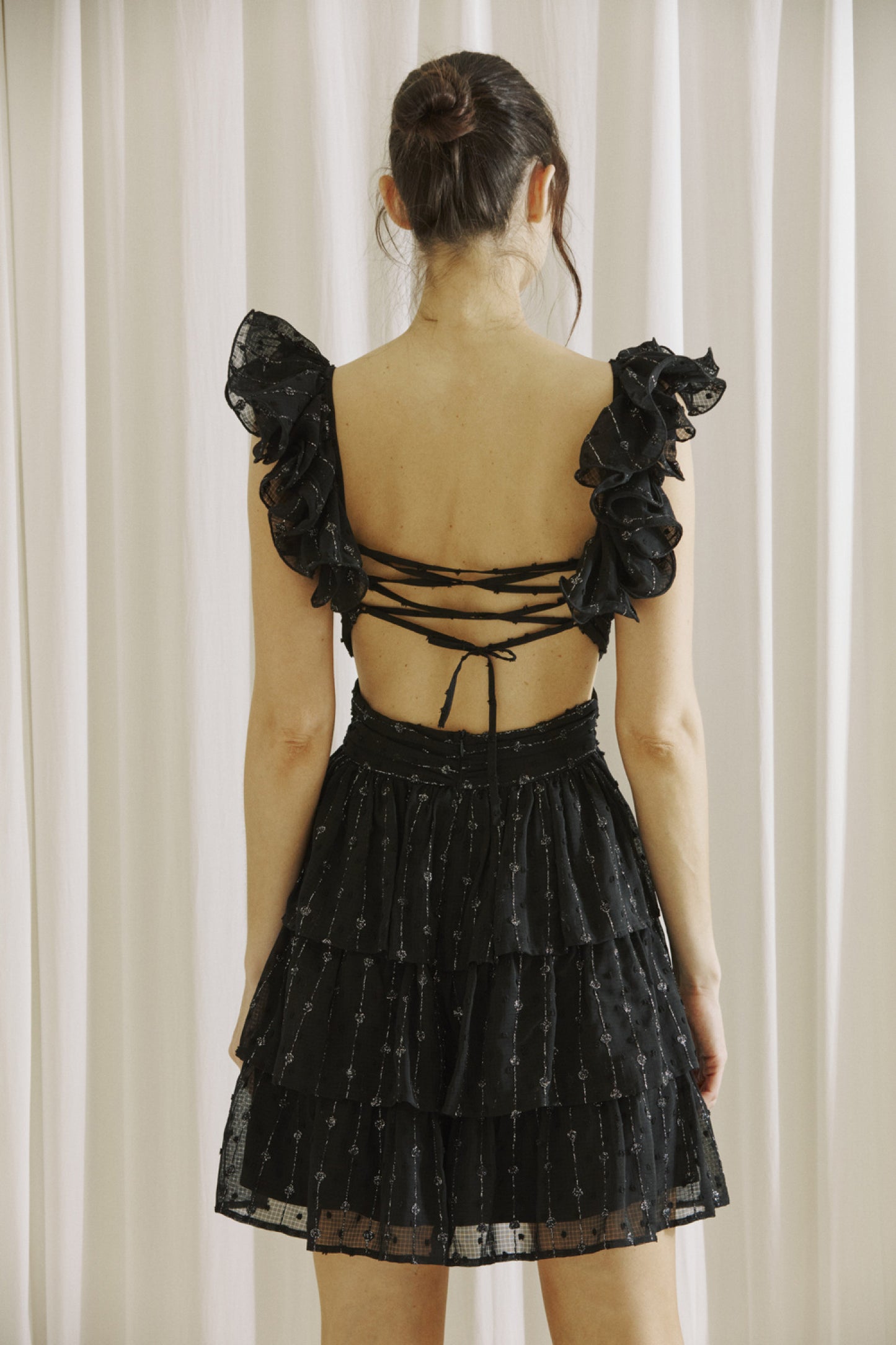 Floral Striped Midr Dress Back Detail