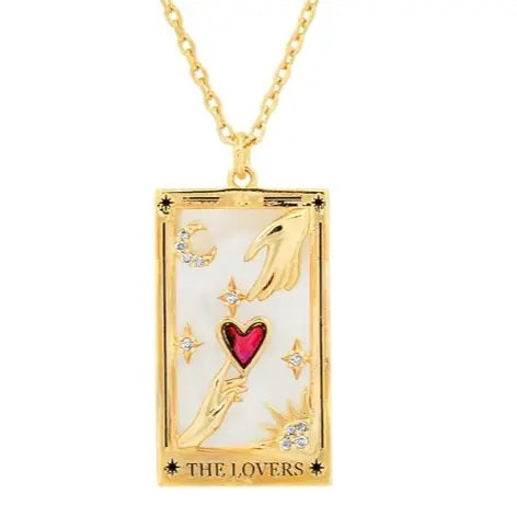 Tarot Card Necklace- Lovers 14K Gold Stainless Steel