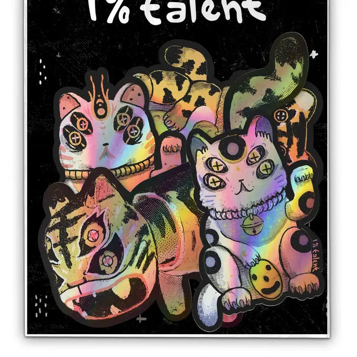Lucky Cat Holographic Stickers Pack