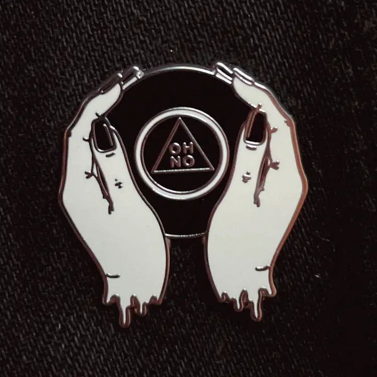 Enamel Pin - Magic Ball and Drippy Hands White Black