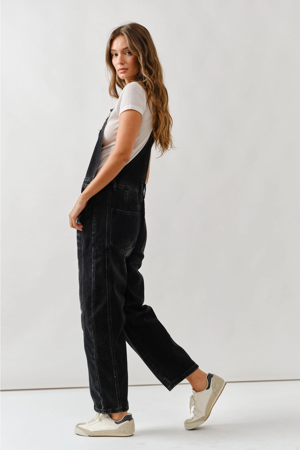 Black Slouchy Relax Fit Denim Overall