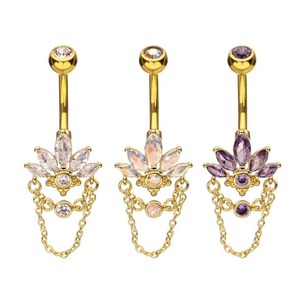 Marquise Cluster With Jewelled Chain Navel