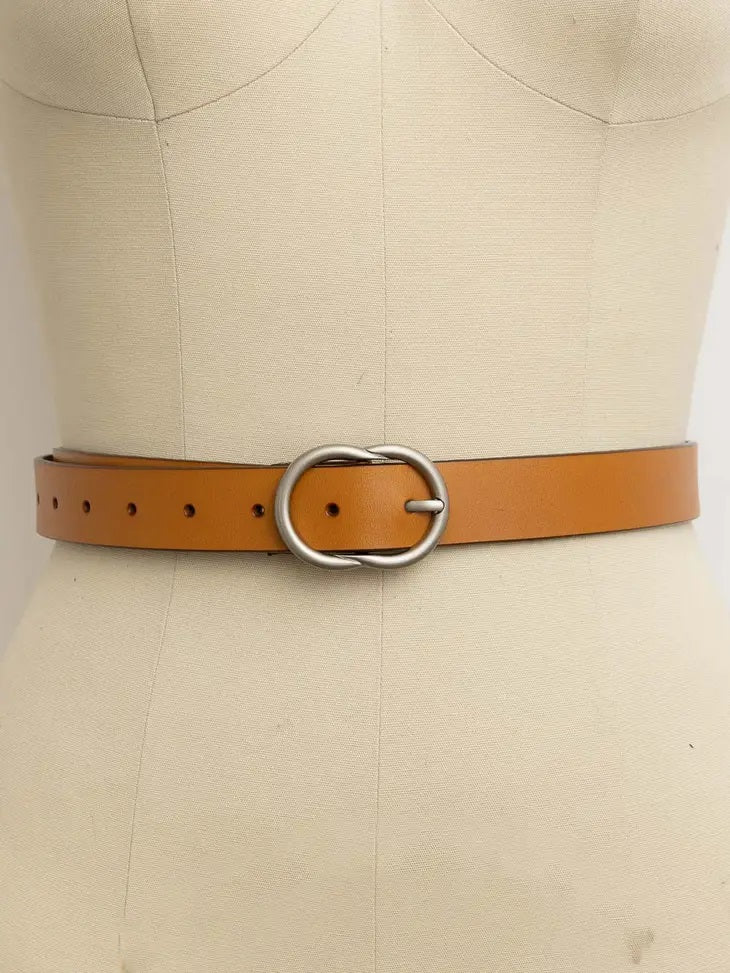 Round Buckle Leather Belt
