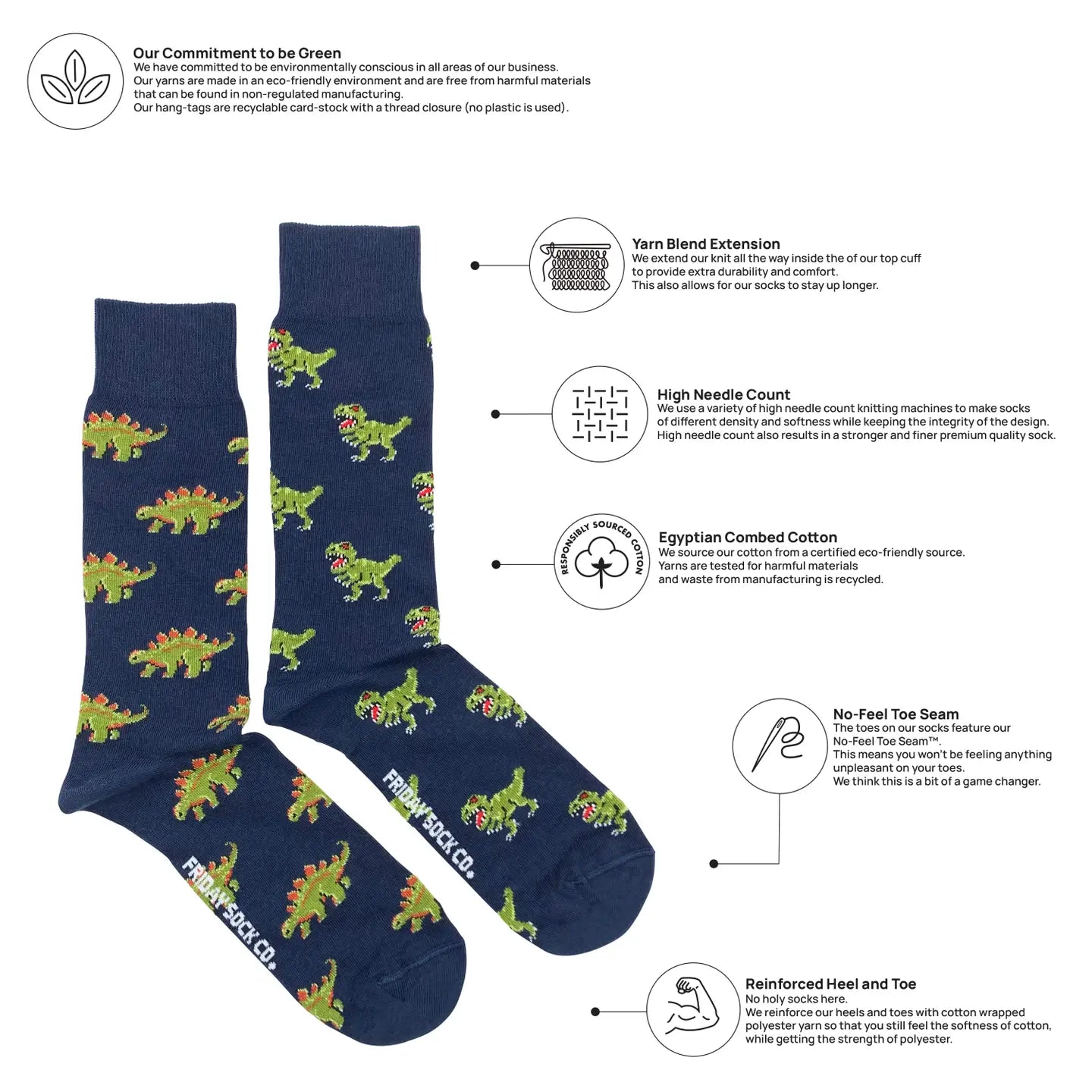 Green Dinosaur Socks