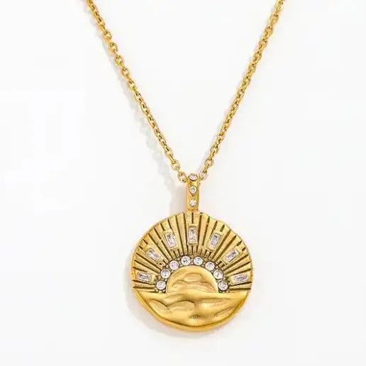Mini Pendant - Talisman Protect - 14K Gold Steel Necklace