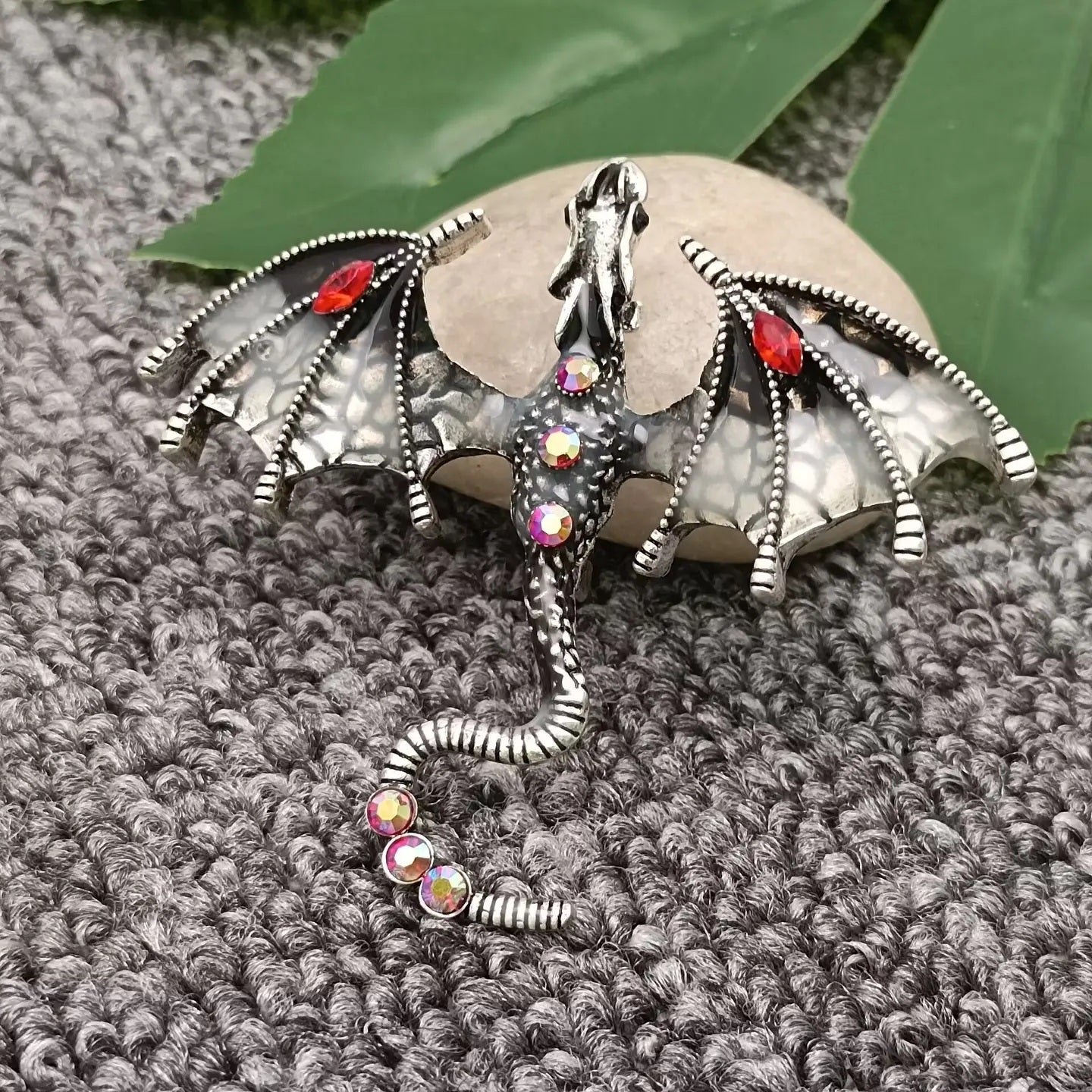 Rhinestone Enamel Dragon Brooch