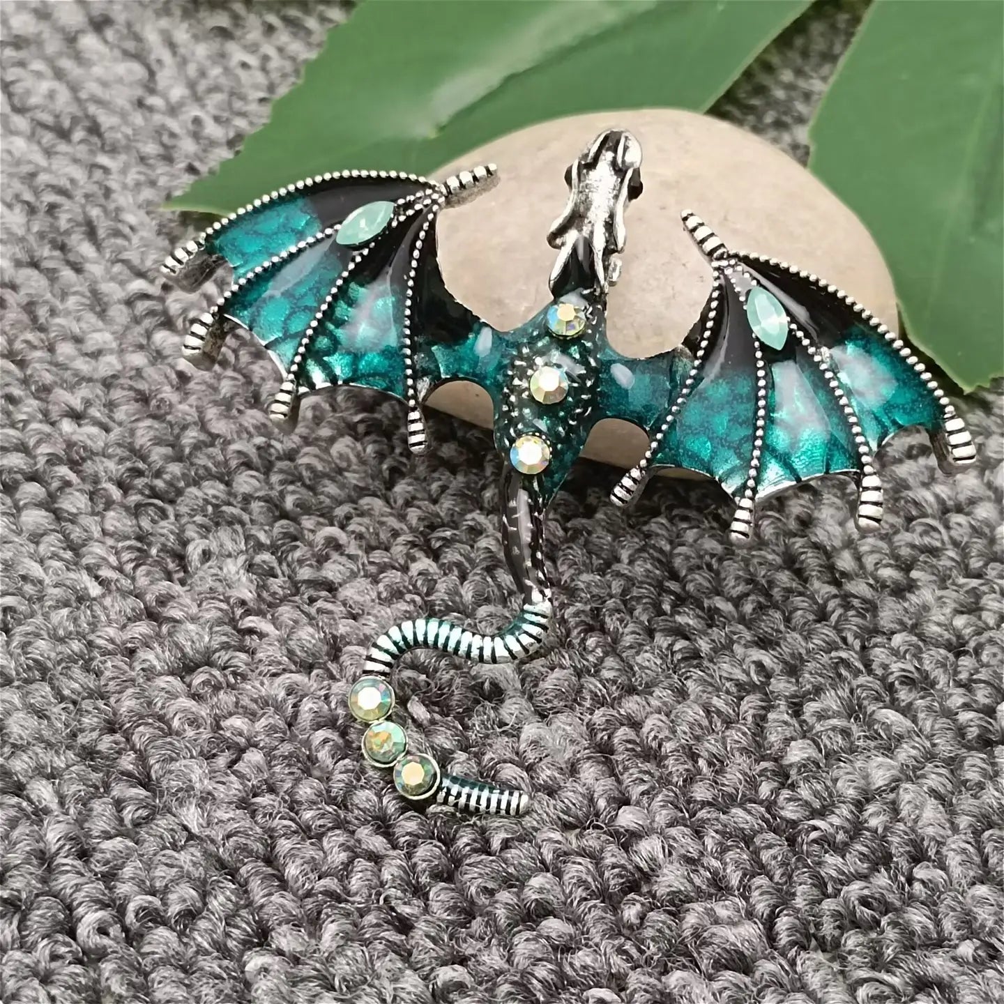 Rhinestone Enamel Dragon Brooch