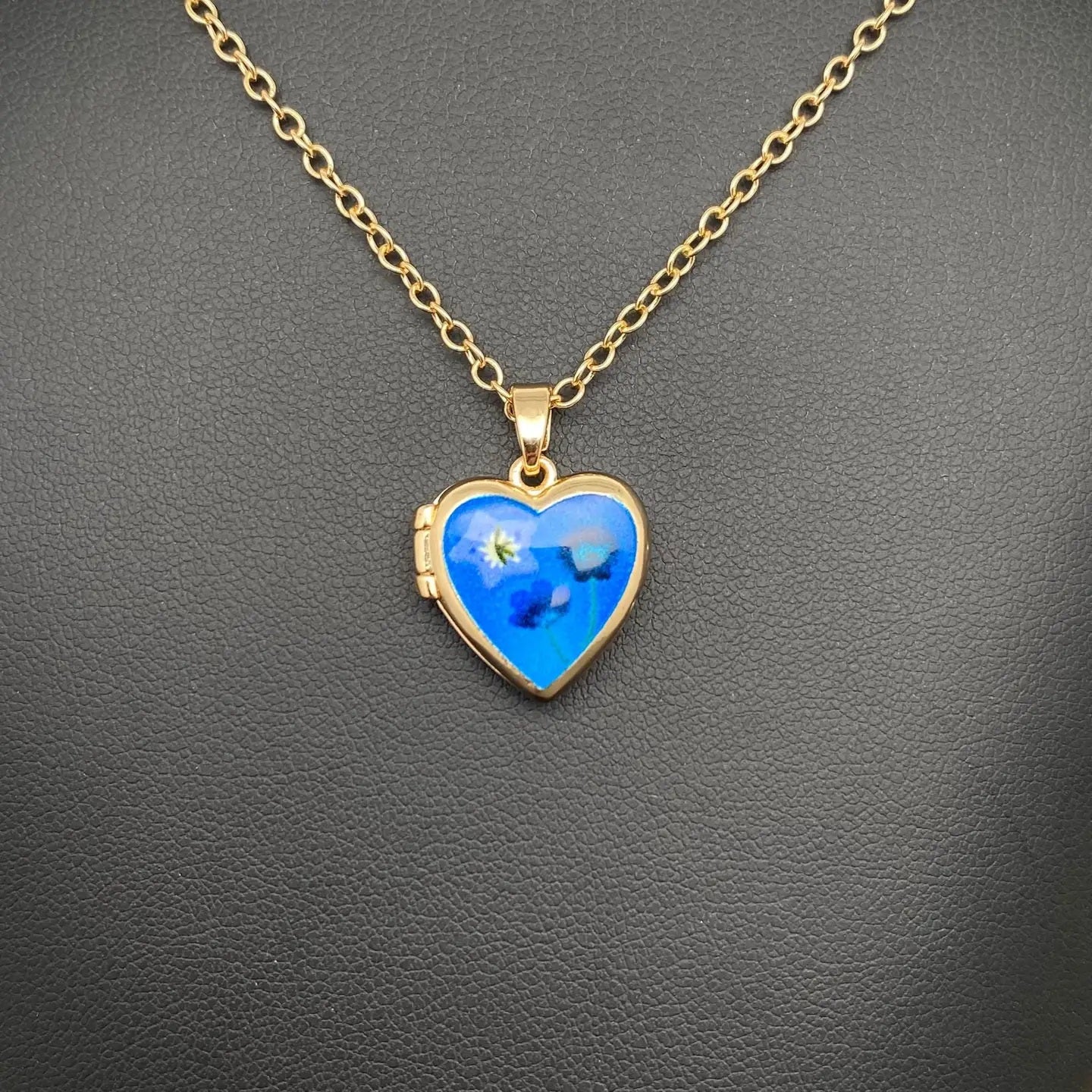 Flower Pattern Locket Charm Necklace