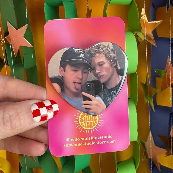 Mirror Selfie Heated Rivalry Heart Pin