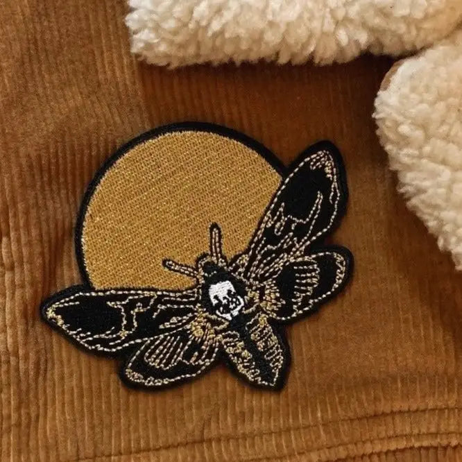 Moth And Moon Embroidered Patch