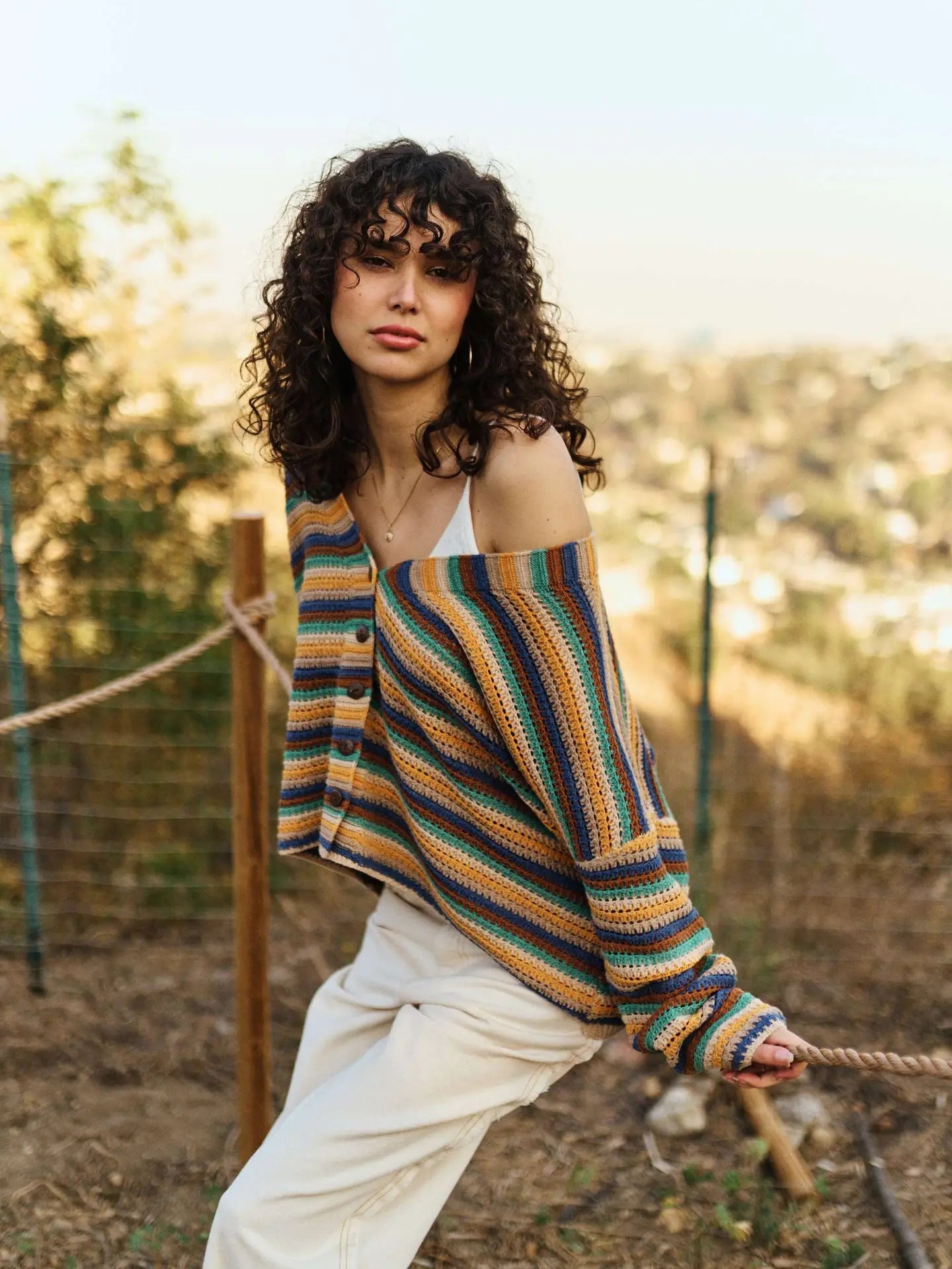 Multi Color Striped Button Down Cardigan