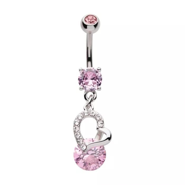 Nombril pendant avec cœur à pierres multiples