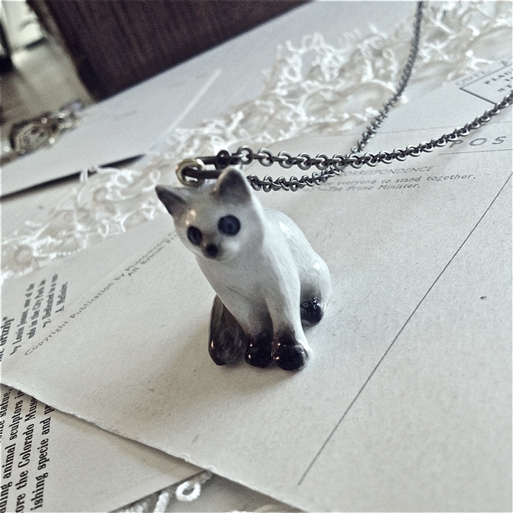 Akela Porcelain Kitten Pendant Necklace