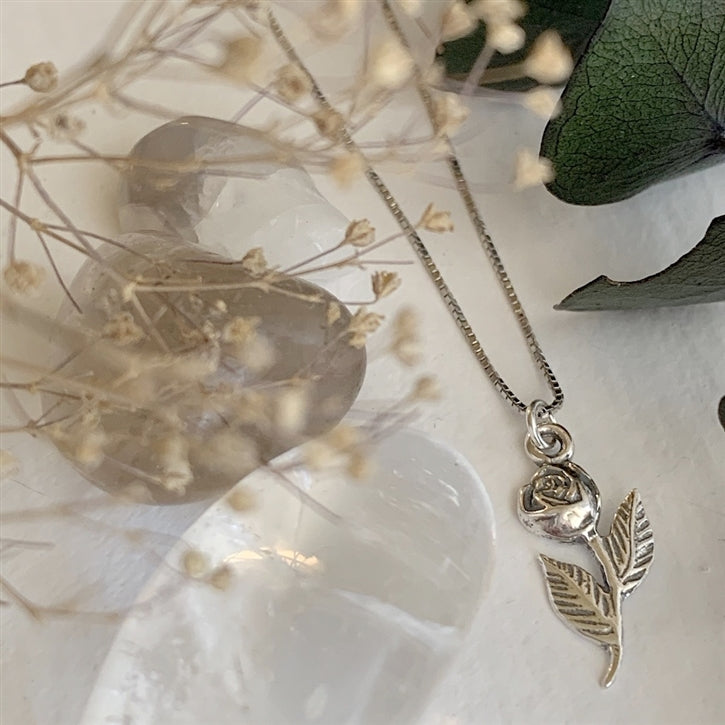 Butchart Sterling Silver Rose Charm Necklace