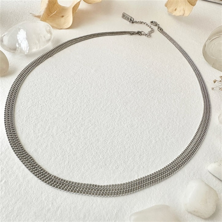 Ariadne Triple Layer Tiny Curb Chain Necklace