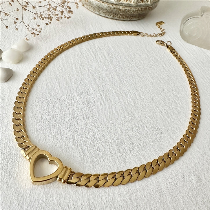 Bellatrix Cuban Chain Necklace With Heart