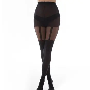 Plain Stripe Suspender Tights