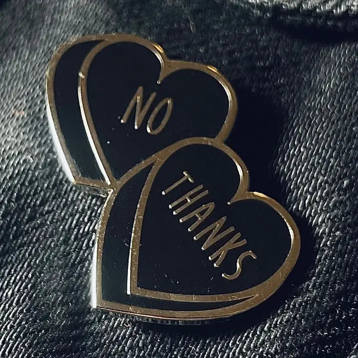 Enamel Pin - No Thanks Candy Heart Black Silver