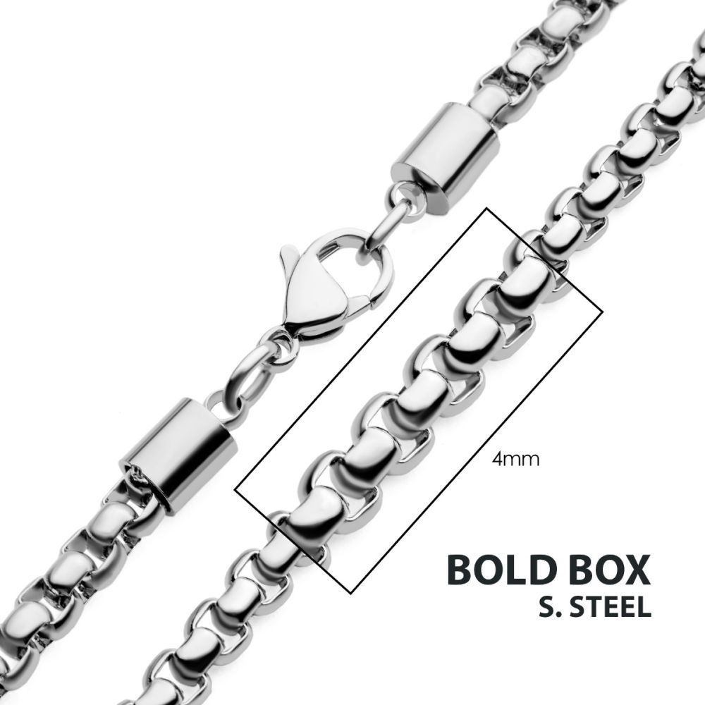 Steel Bold Box Chain 4mm x 20In