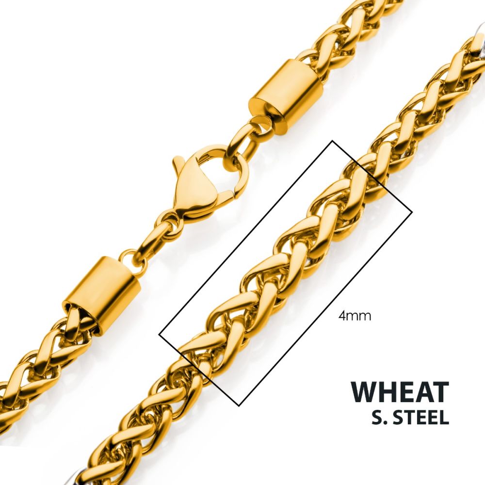 18K Gold IP Wheat Chain 4mm