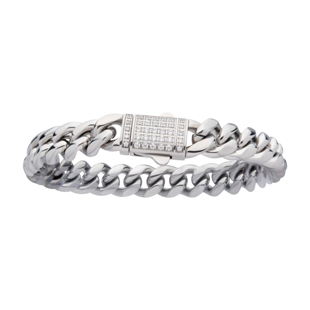 10mm Steel Chain Bracelet With CNC Precision Set CZ 8
