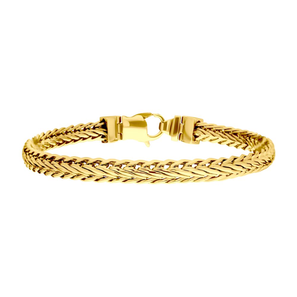 18Kt Gold IP Double Diamond Cut Spiga Bracelet 8"