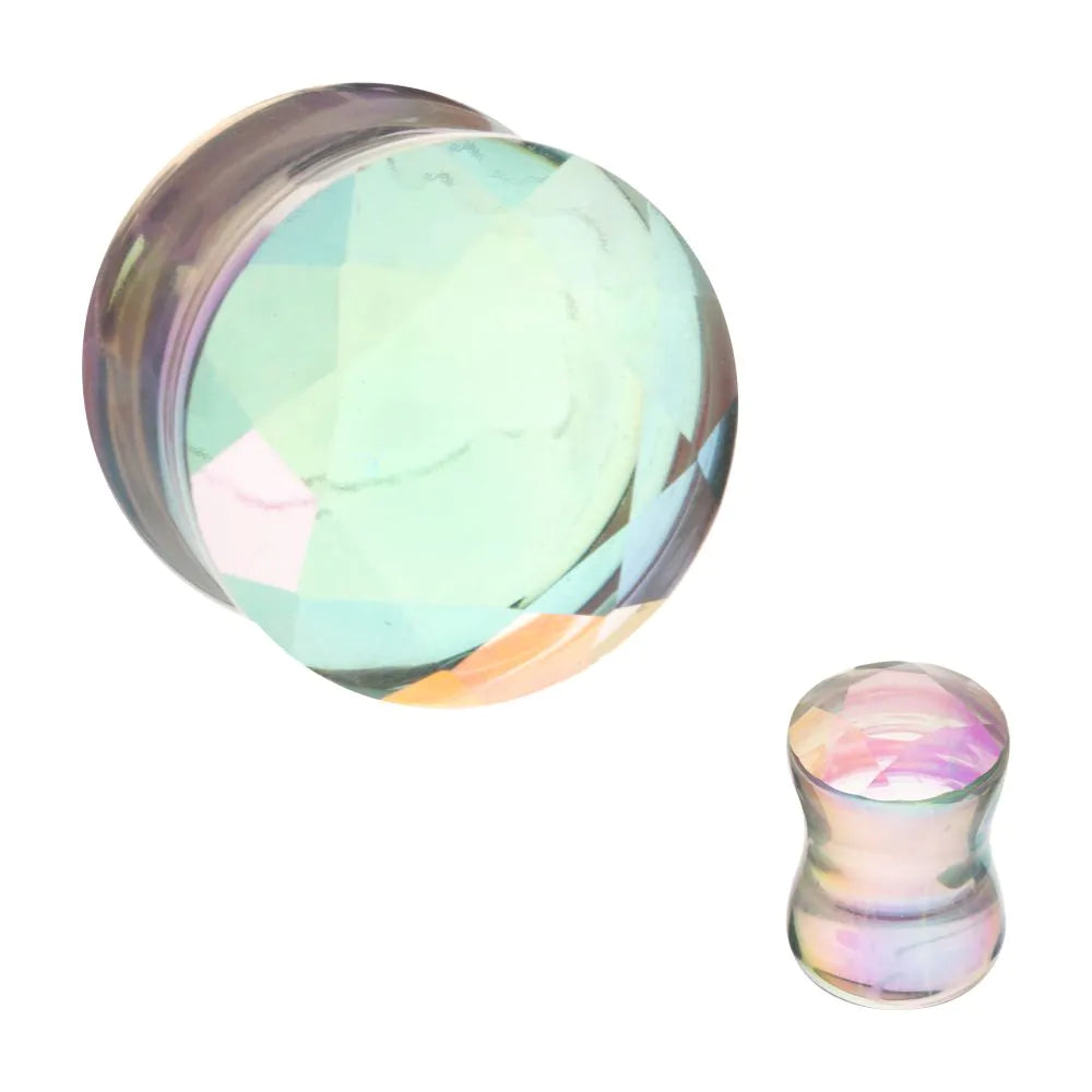 Faceted Glass Double Flare Plug 0g - 7/8