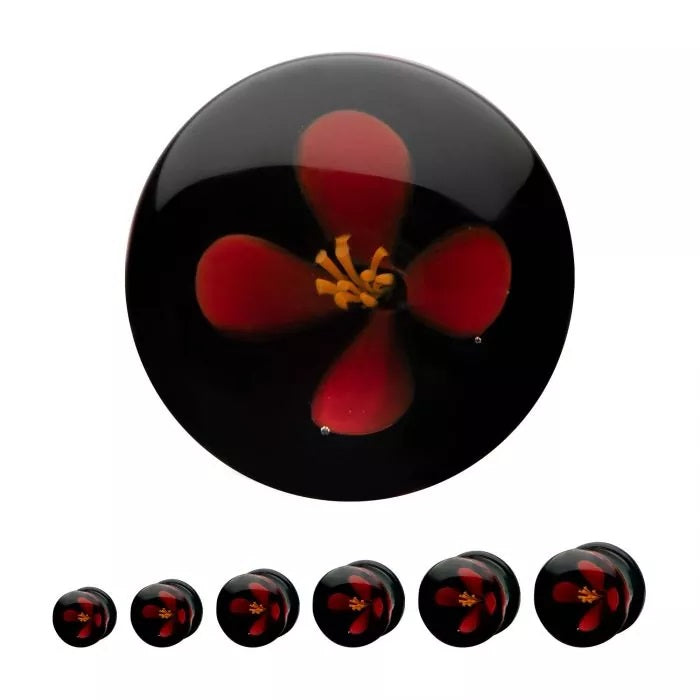 Bouchon en Verre Double Flare Fleur 0g - 7/8"