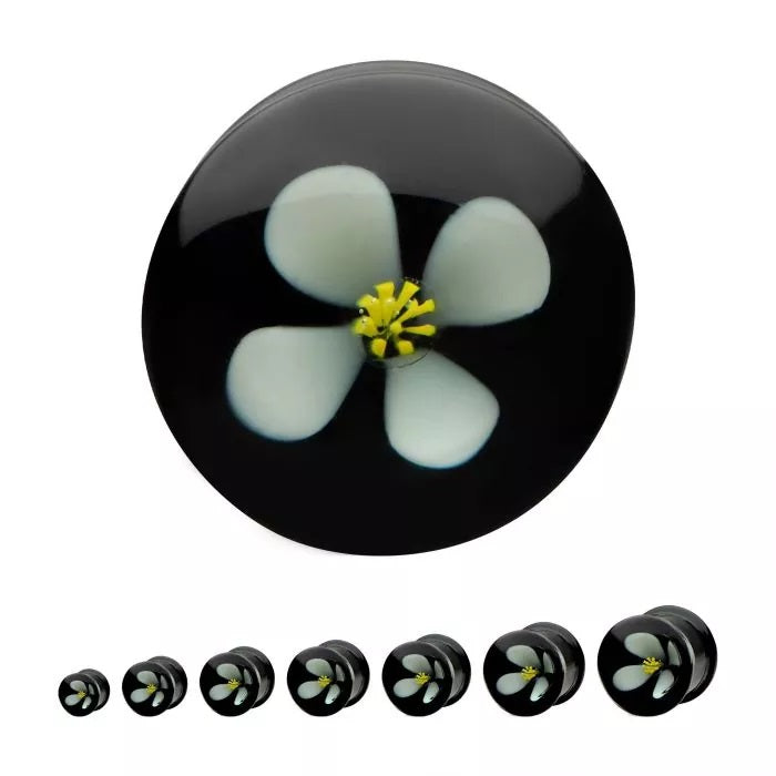 Bouchon en Verre Double Flare Fleur 0g - 7/8"