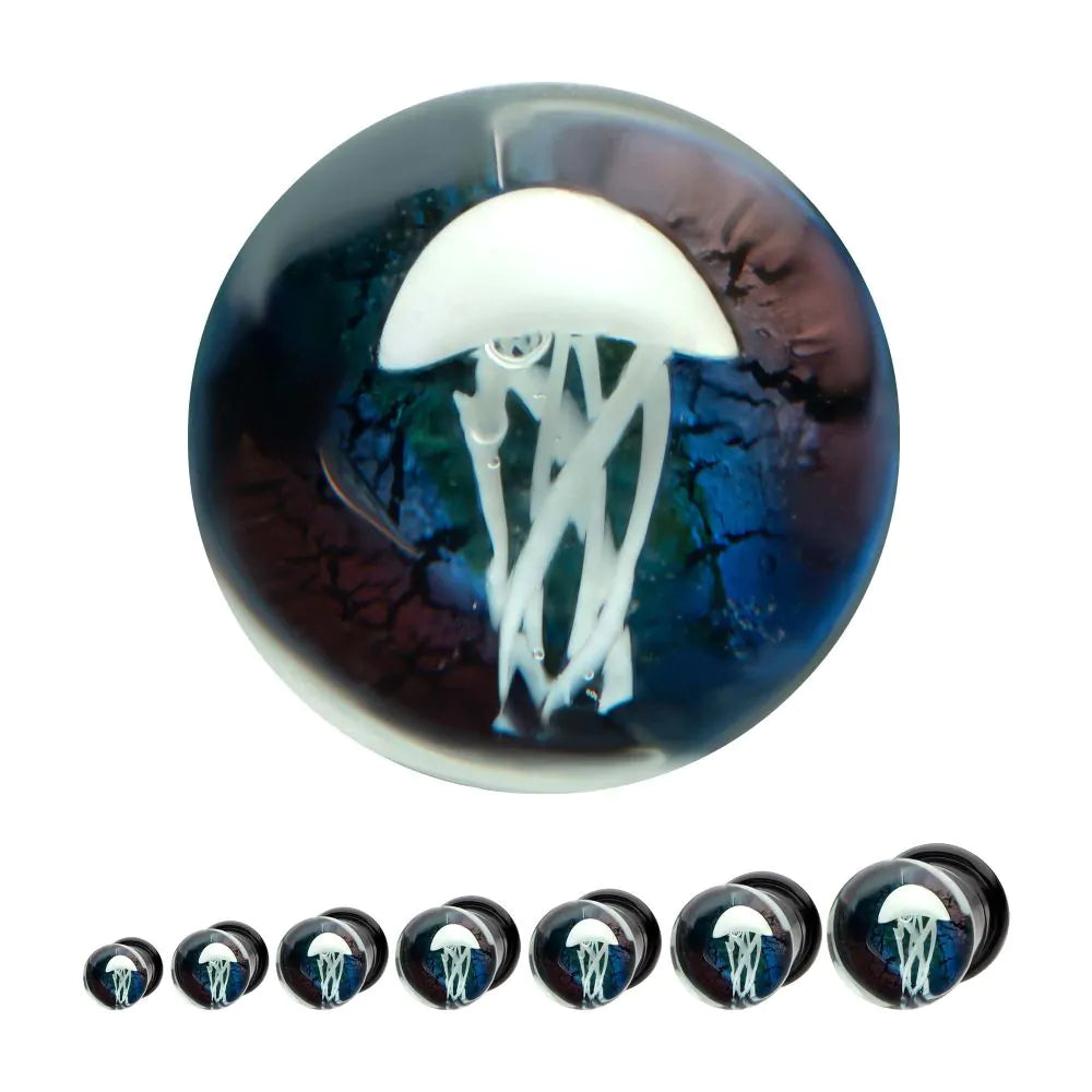 Jellyfish Double Flare Glass Plug 0g - 7/8"