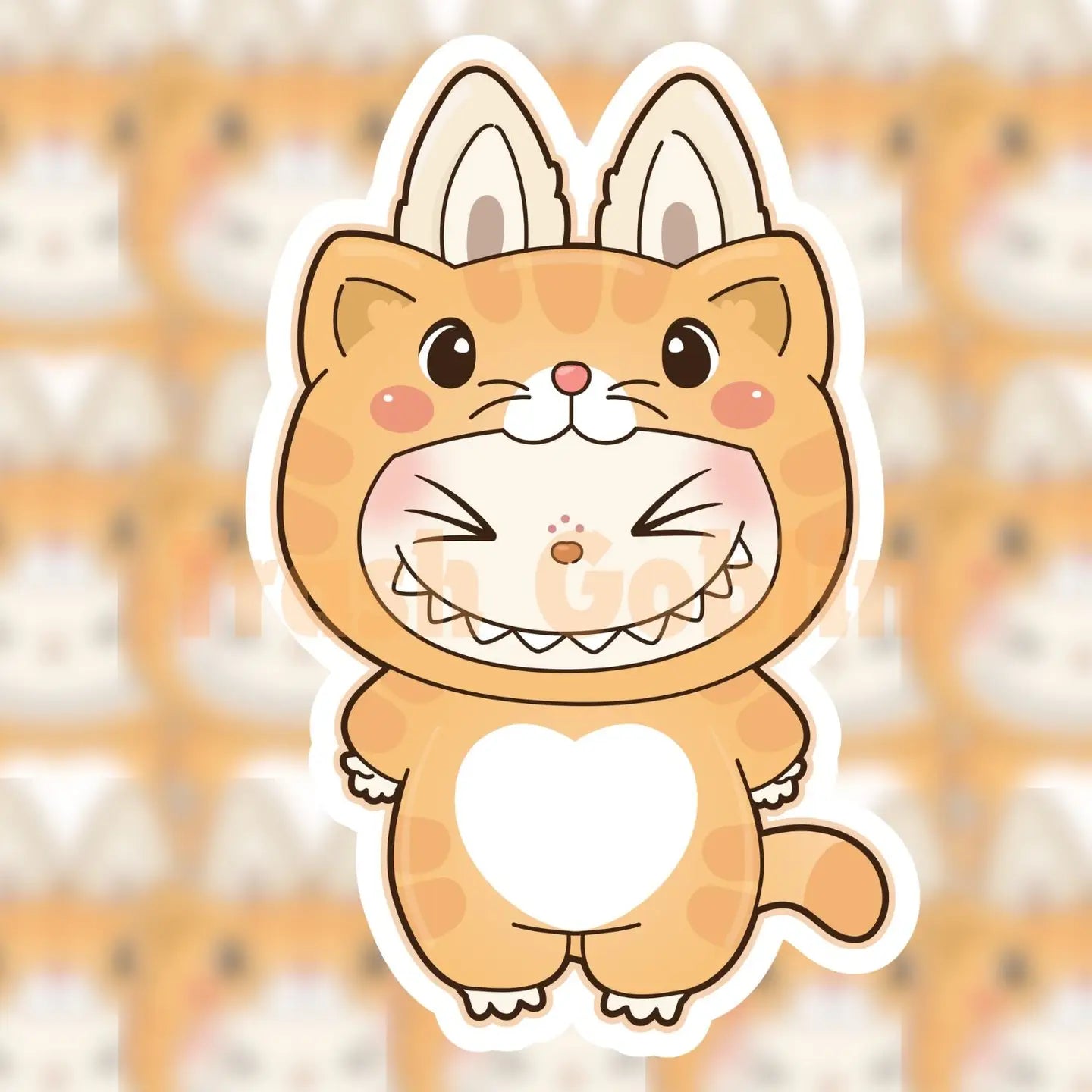 Orange Cat Monster Vinyl Sticker