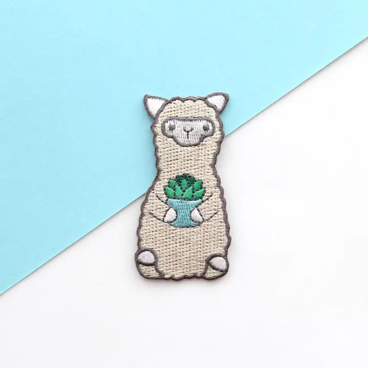Succulent Alpaca / Llama Embroidered Iron On Patch