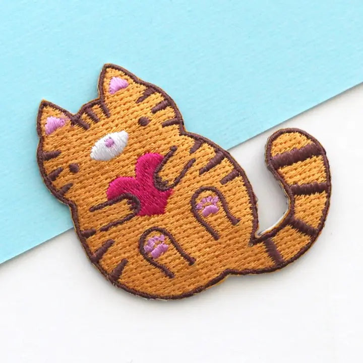 Orange Tabby Cat Embroidered Iron On Patch