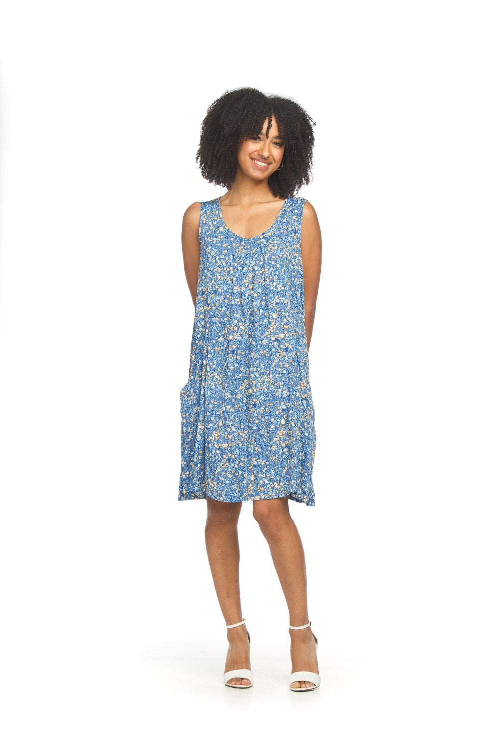 Floral Front Pleat Swing Dress