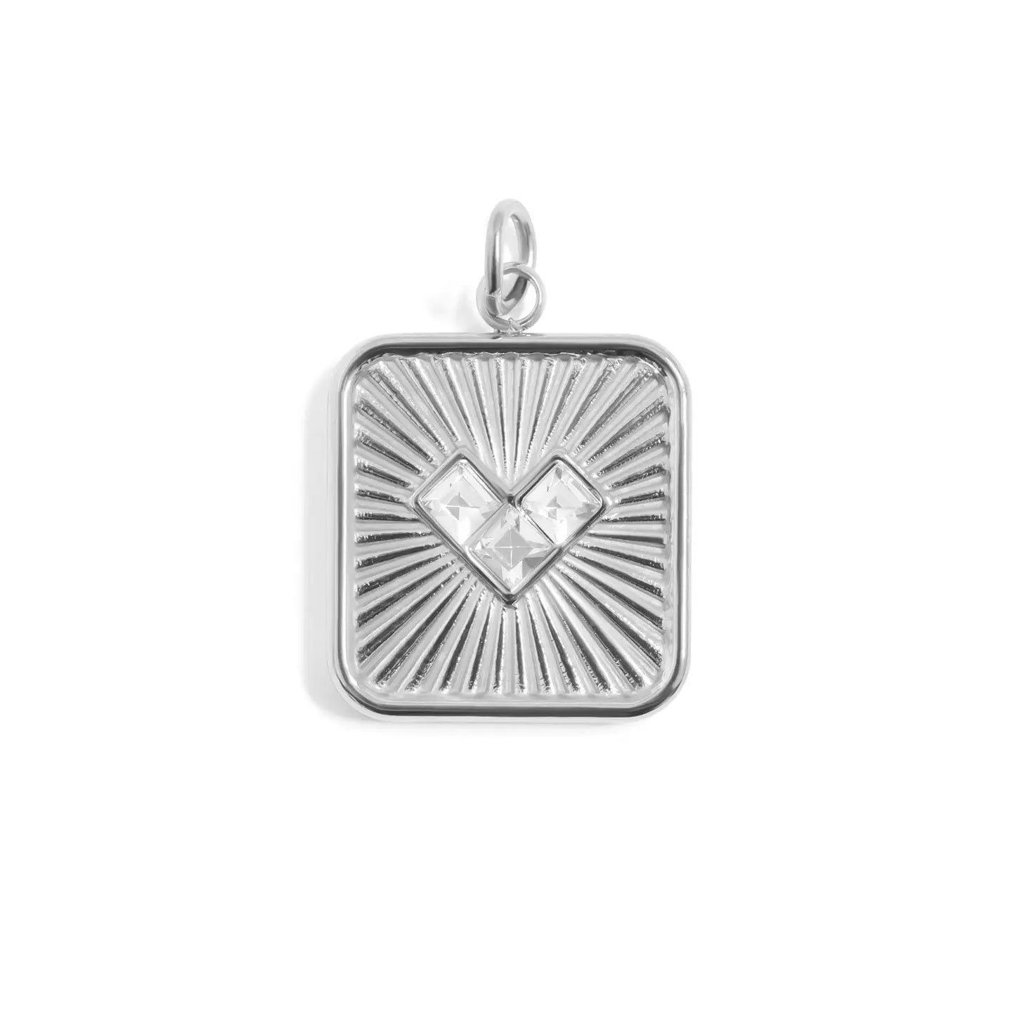 18K Gold Pvd Stainless Steel Stone Heart Pendant